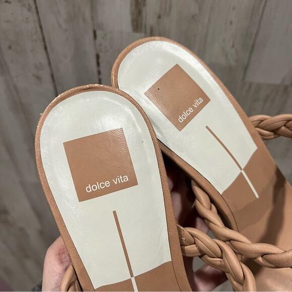 Dolce Vita Nairi Cafe Stella Braided Square Toe Slide Sandals - Picture 3 of 9